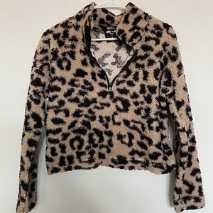 Crop cheetah print sherpa
